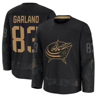 Premium Conor Garland Black Columbus Blue Jackets 2024 Military Appreciation Practice Jersey - Youth